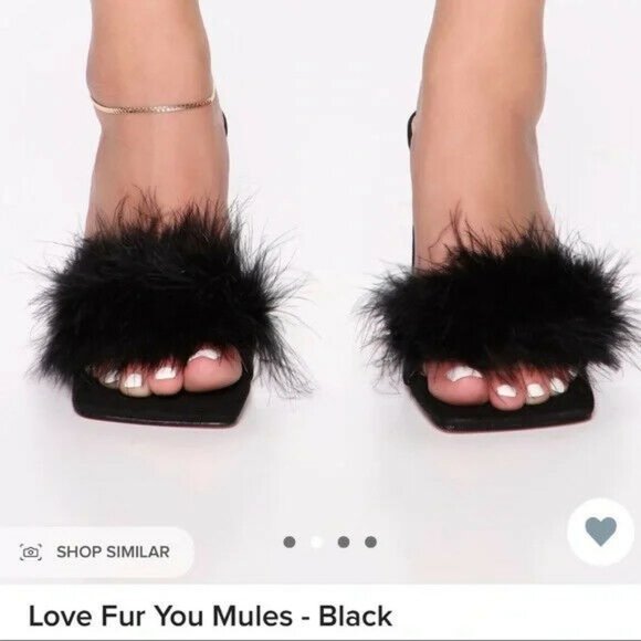 Fashion Nova Women Black Fax fux Sandals Mules Sexy Block High Heels  Sz 7.5 - Picture 3 of 9